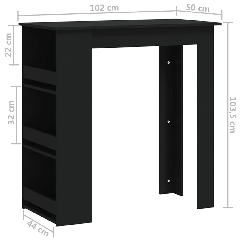 Bartafel met opbergrek 102x50x103,5 cm bewerkt hout