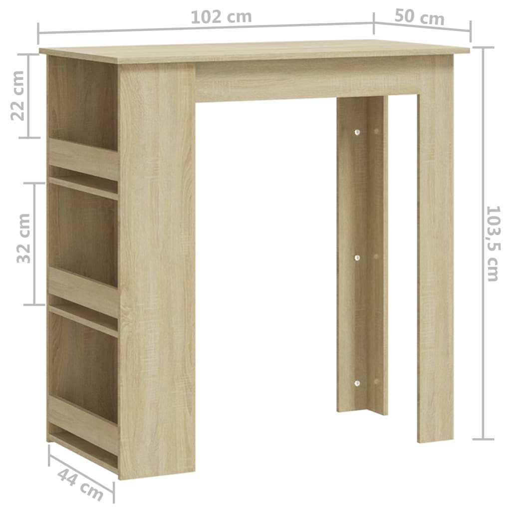 Bartafel met opbergrek 102x50x103,5 cm bewerkt hout