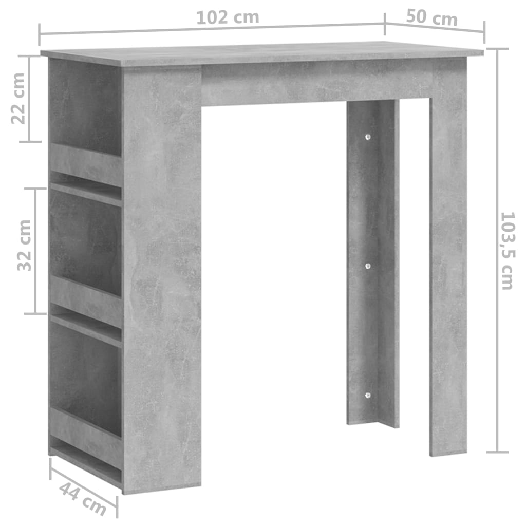 Bartafel met opbergrek 102x50x103,5 cm bewerkt hout eiken