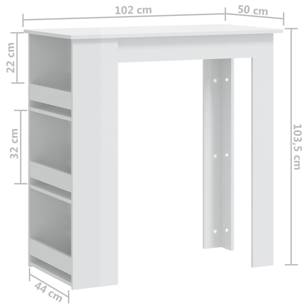 Bartafel met opbergrek 102x50x103,5 cm bewerkt hout