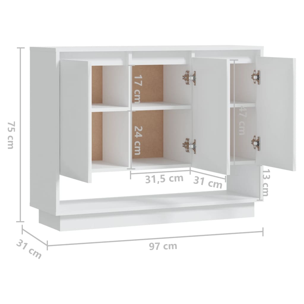 Dressoir 97x31x75 cm bewerkt hout eikenkleurig