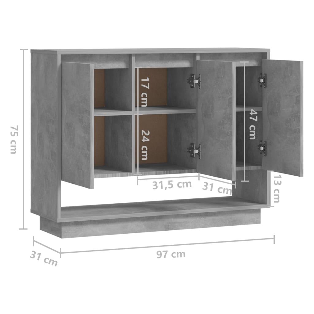 Dressoir 97x31x75 cm bewerkt hout eikenkleurig