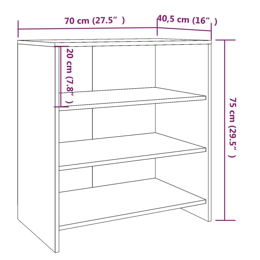 Dressoir 70x40,5x75 cm bewerkt hout eikenkleurig