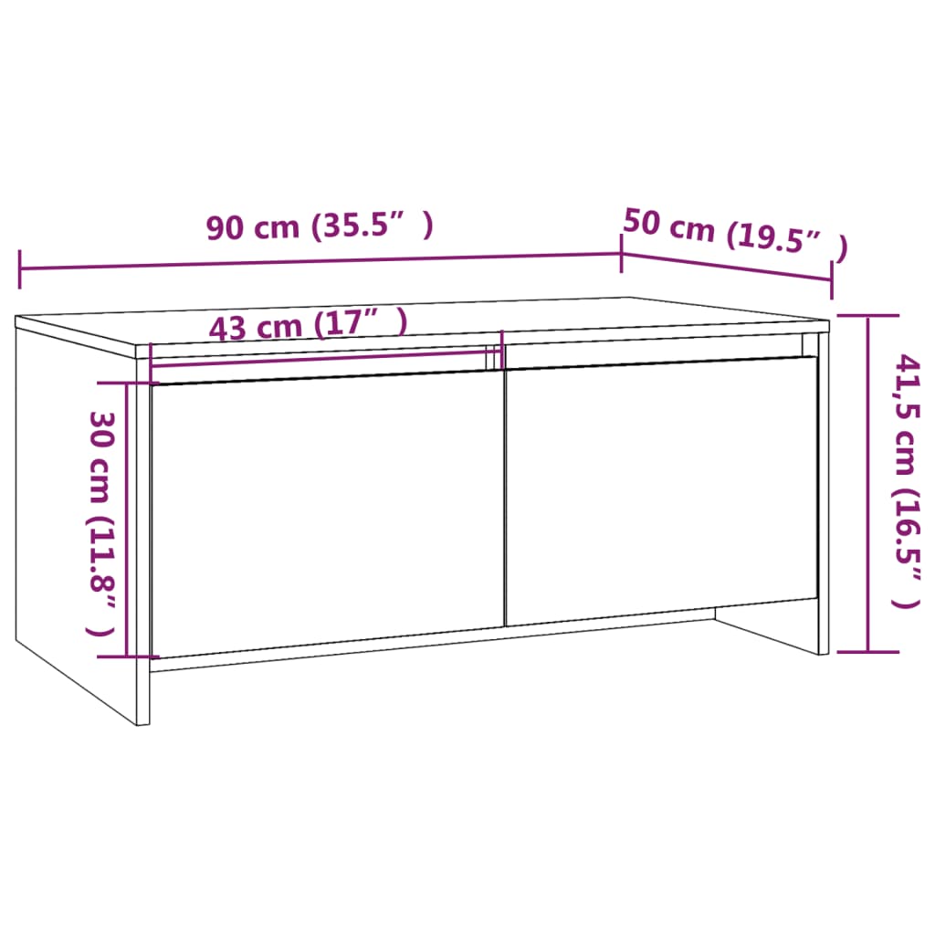 Salontafel 90x50x41,5 cm bewerkt hout