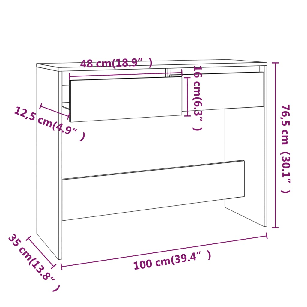 Wandtafel 100x35x76,5 cm bewerkt hout