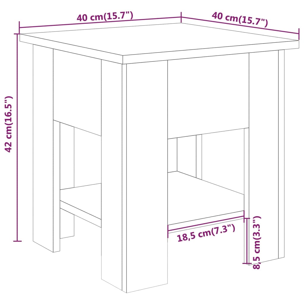 Salontafel 40x40x42 cm bewerkt hout eikenkleurig