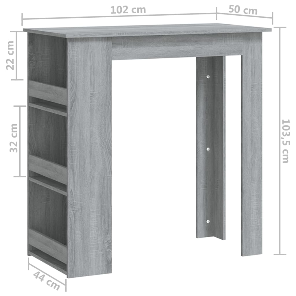 Bartafel met opbergrek 102x50x103,5 cm bewerkt hout