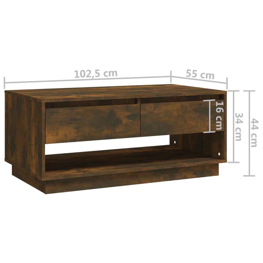 Salontafel 102,5x55x44 cm bewerkt hout eikenkleurig