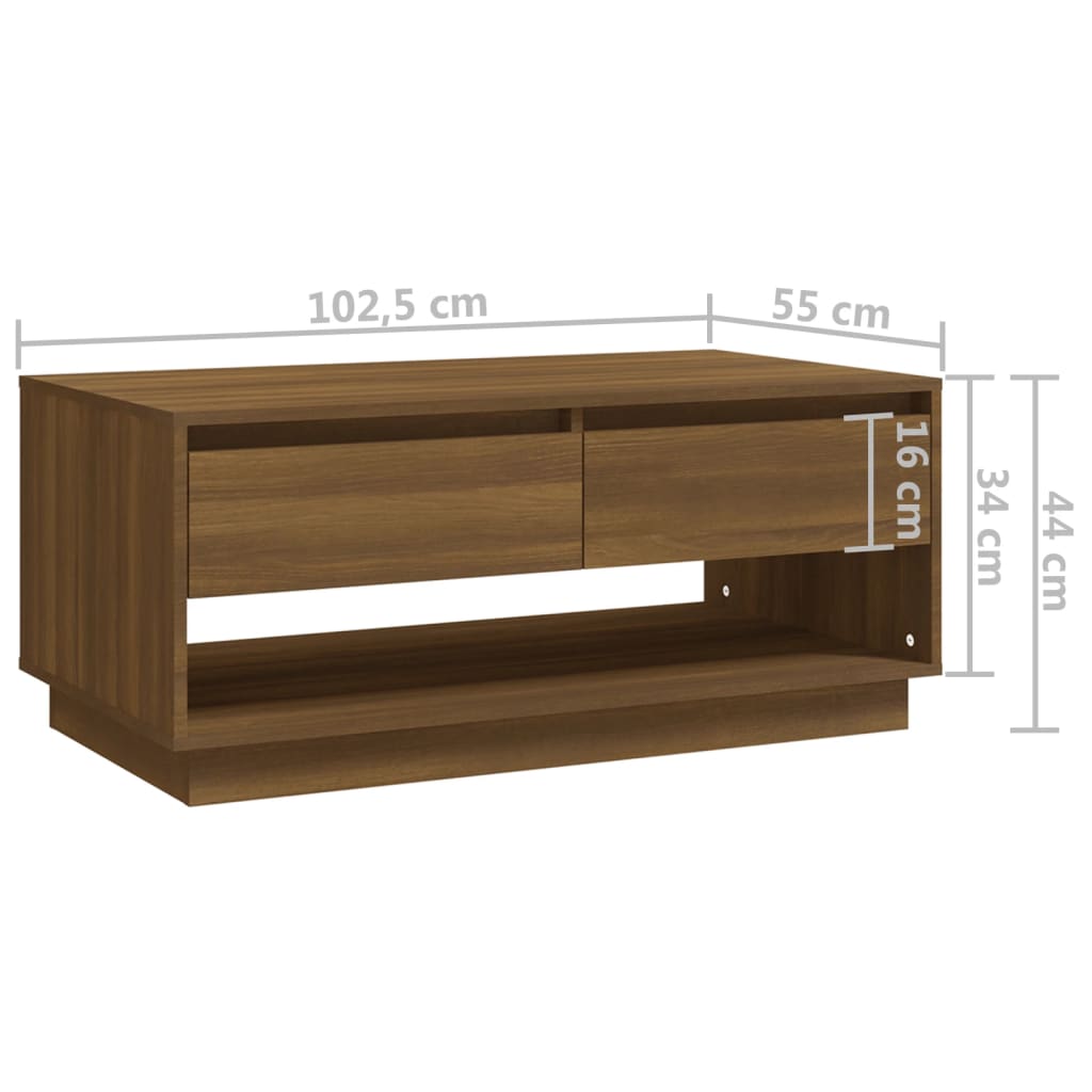 Salontafel 102,5x55x44 cm bewerkt hout eikenkleurig