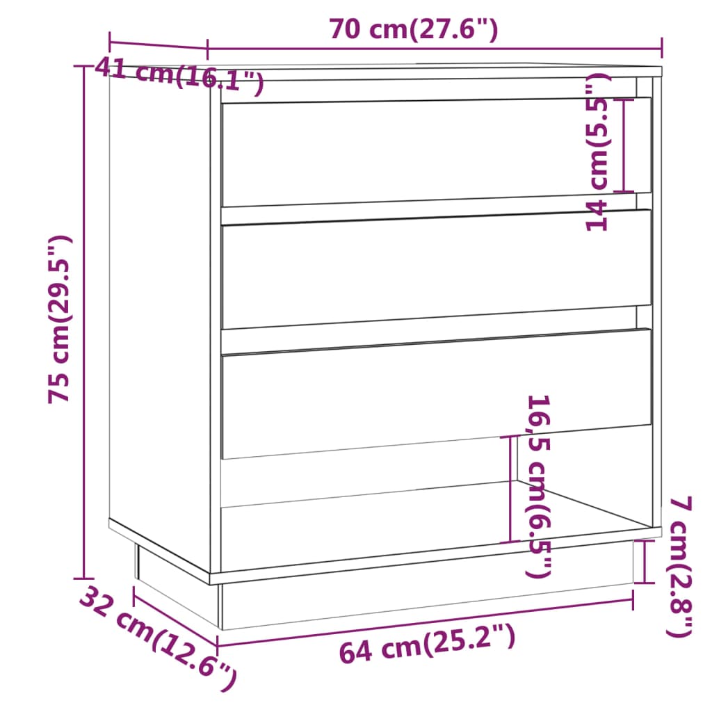 Dressoir 70x41x75 cm bewerkt hout