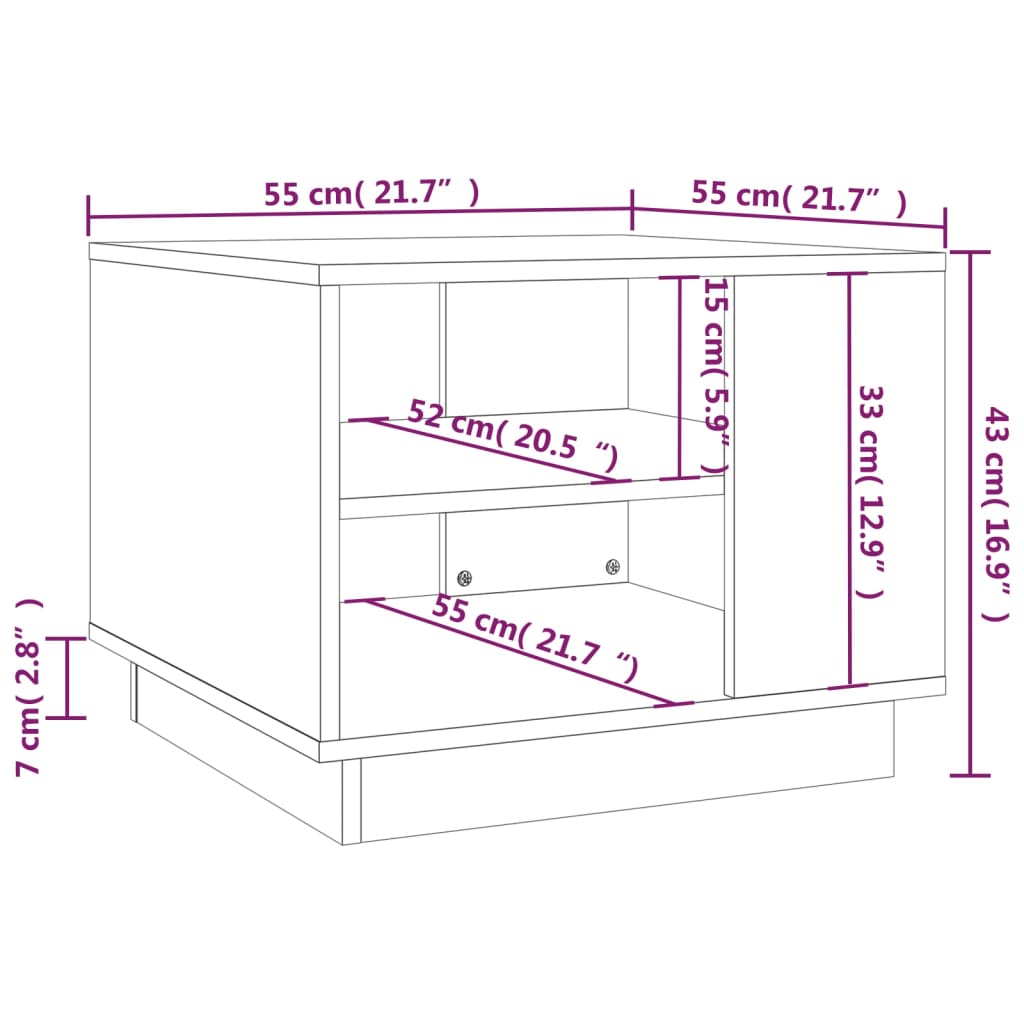 Salontafel 55x55x43 cm bewerkt hout eikenkleurig