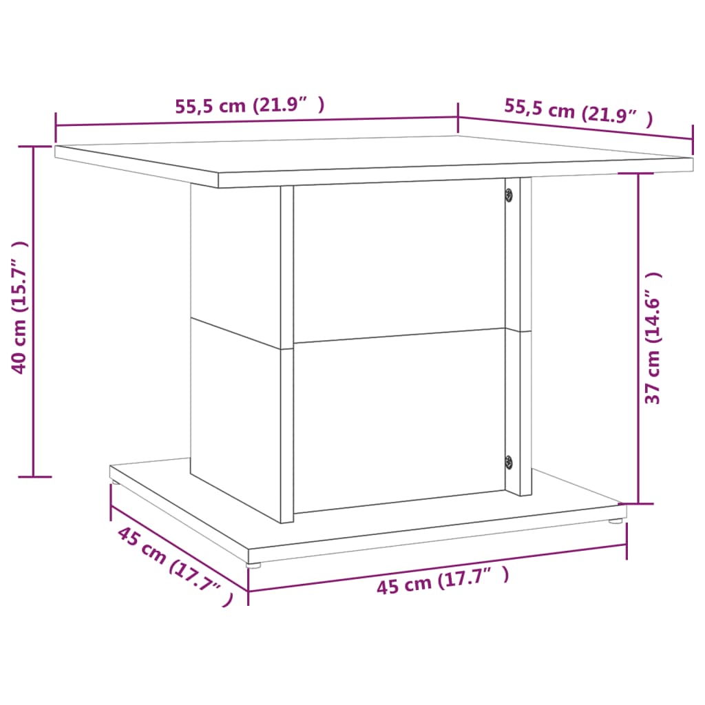 Salontafel 55,5x55,5x40 cm bewerkt hout