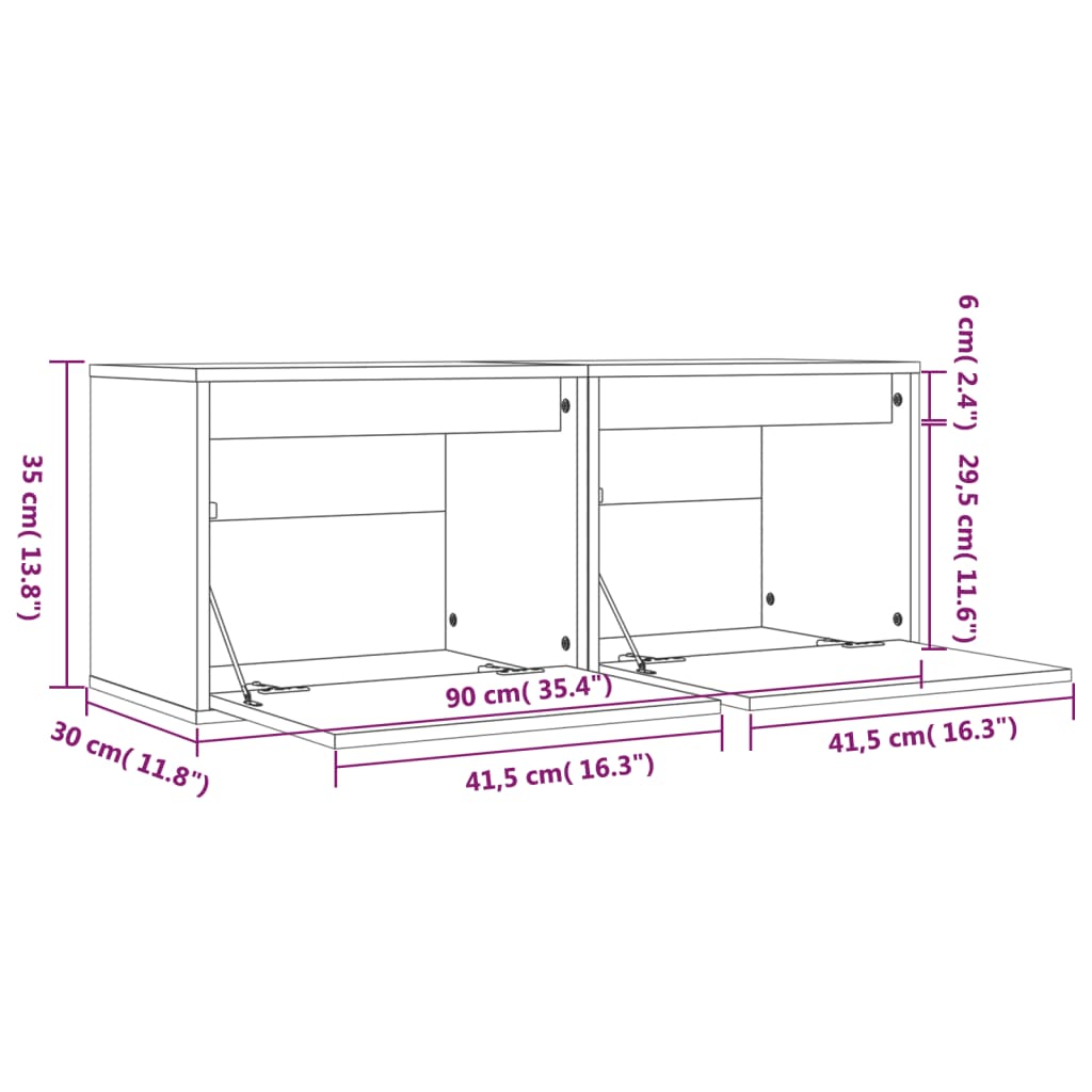 Wandkast 45x30x35 cm massief grenenhout