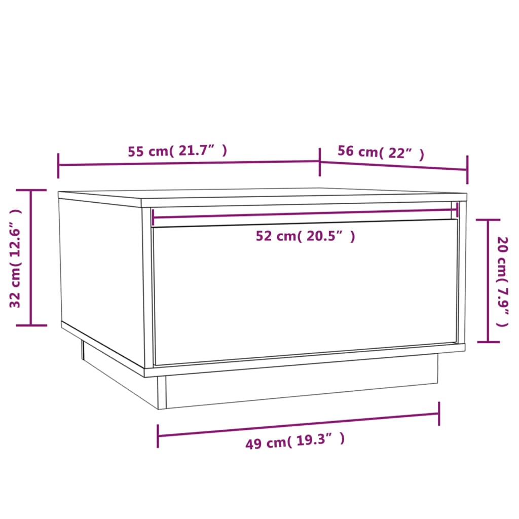 Salontafel 55x56x32 cm massief grenenhout