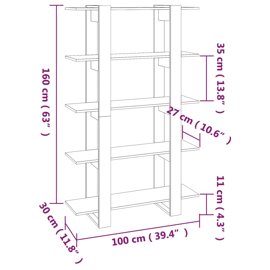 Boekenkast/kamerscherm 100x30x160 cm