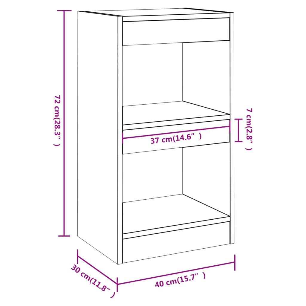 Boekenkast/kamerscherm 40x30x72 cm