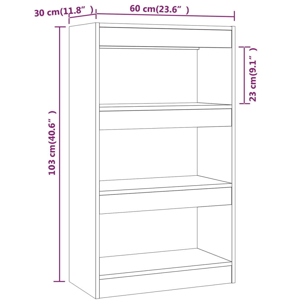 Boekenkast/kamerscherm 60x30x103 cm bewerkt hout