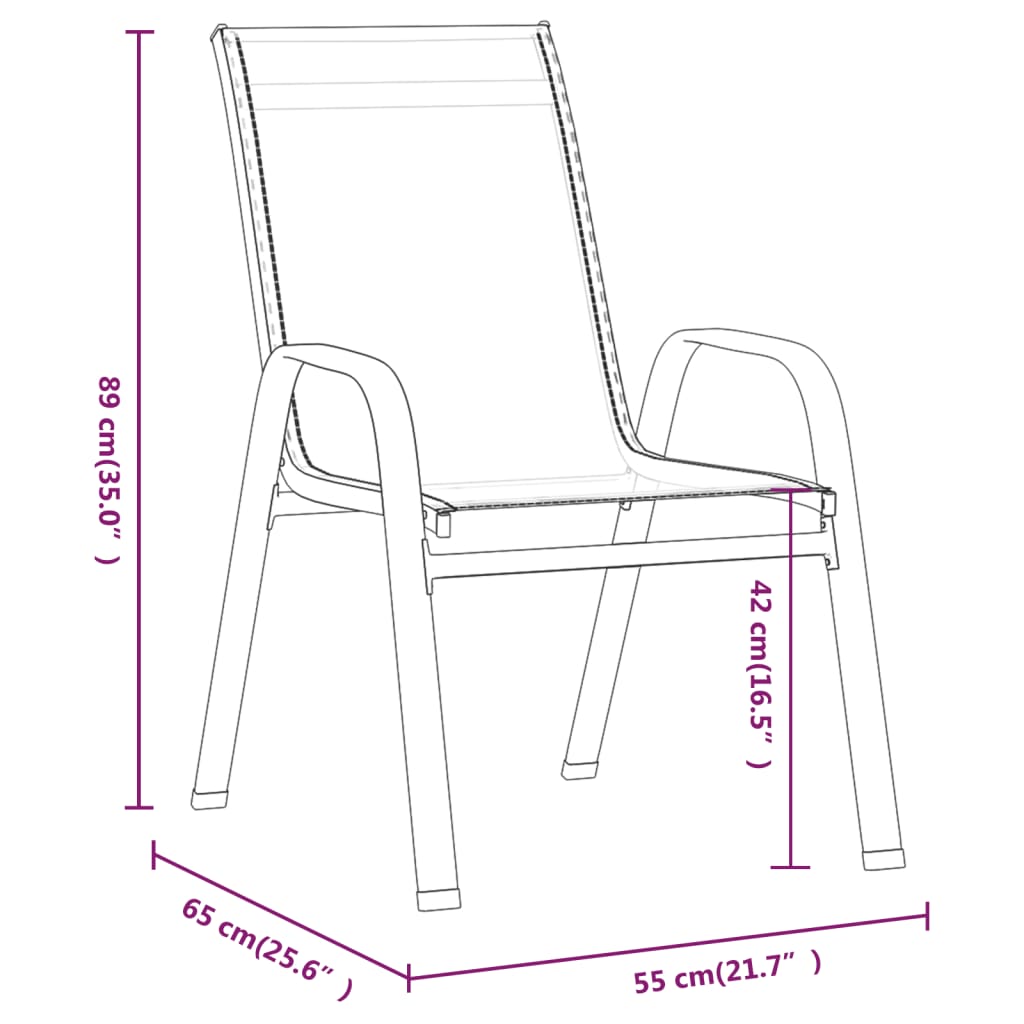 Tuinstoelen stapelbaar 6 st textileen stof