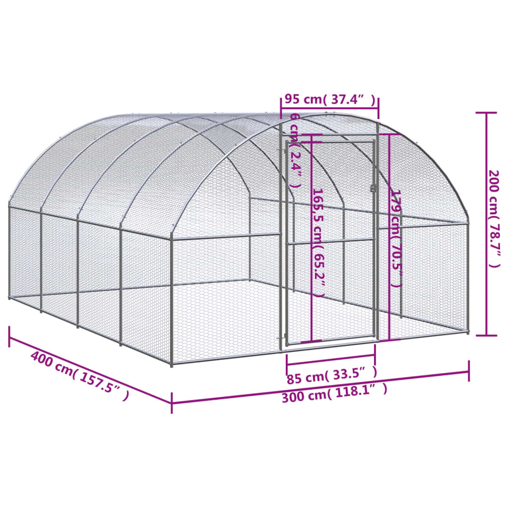 Kippenren 3x2x2 m gegalvaniseerd staal