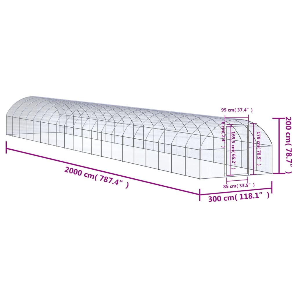 Kippenren 3x2x2 m gegalvaniseerd staal