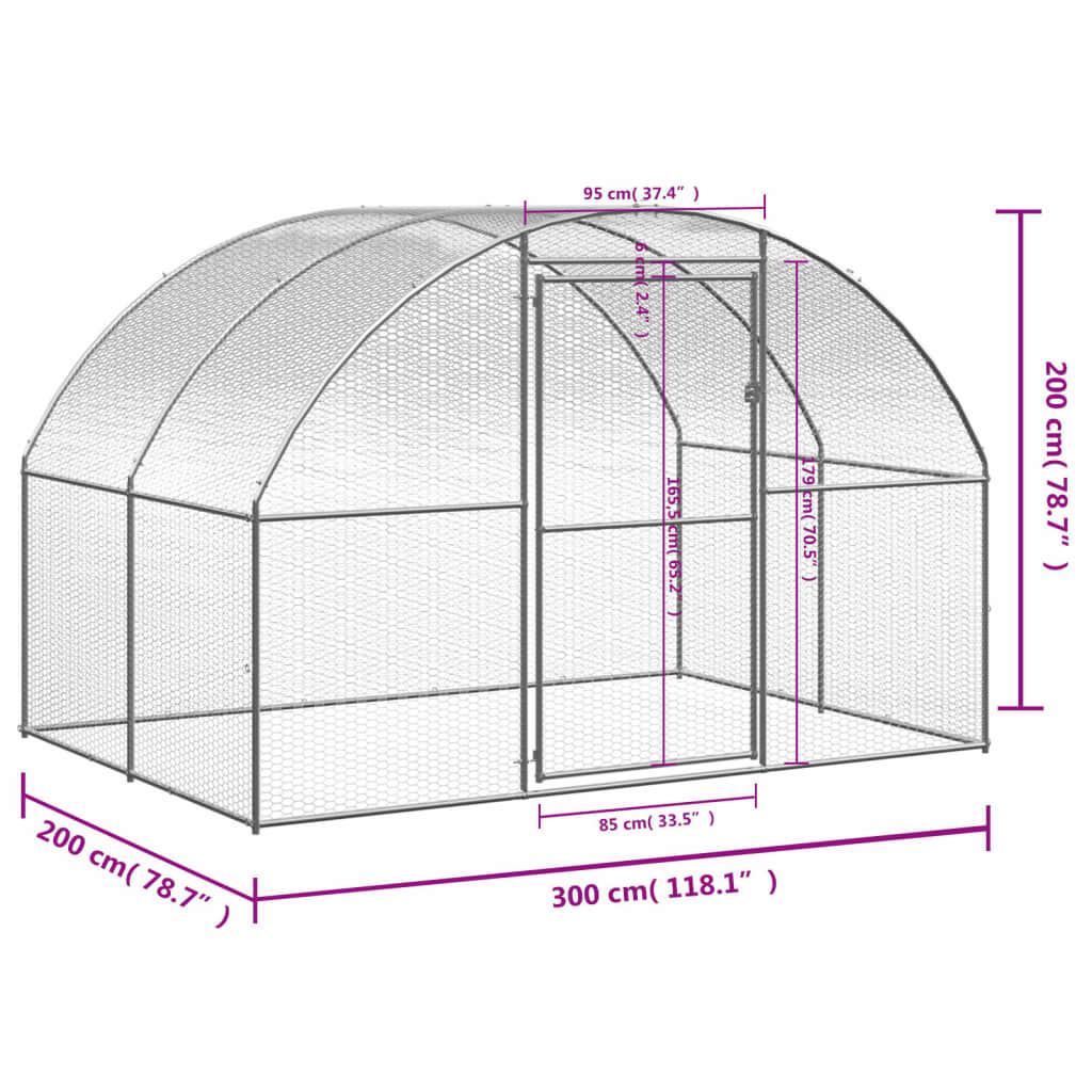 Kippenren 3x2x2 m gegalvaniseerd staal