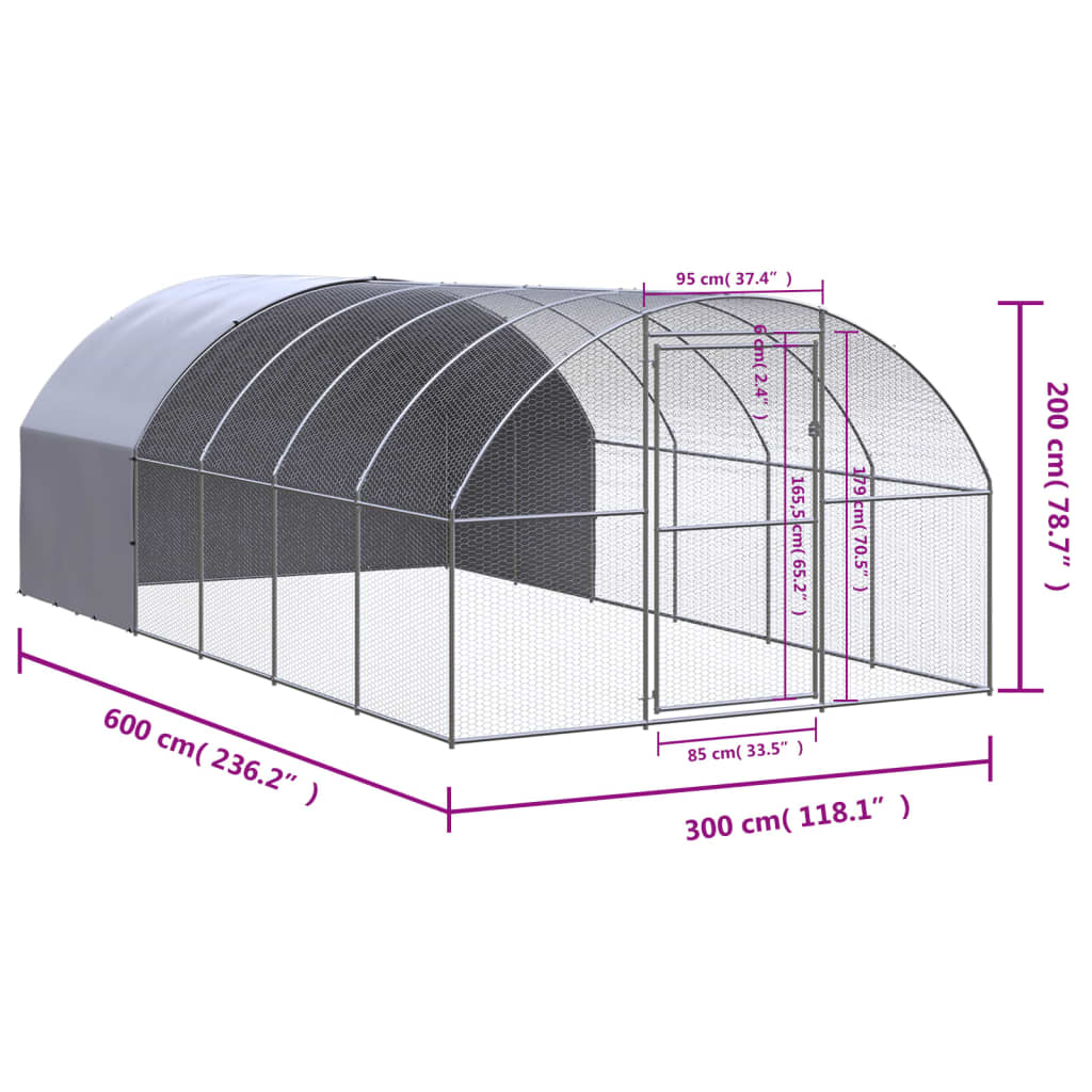 Kippenren 3x2x2 m gegalvaniseerd staal