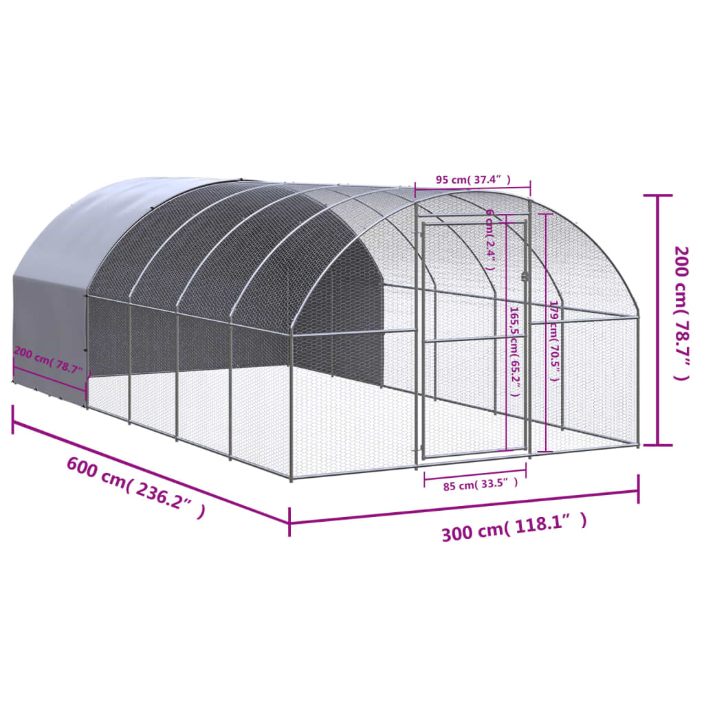 Kippenren 3x12x2 m gegalvaniseerd staal