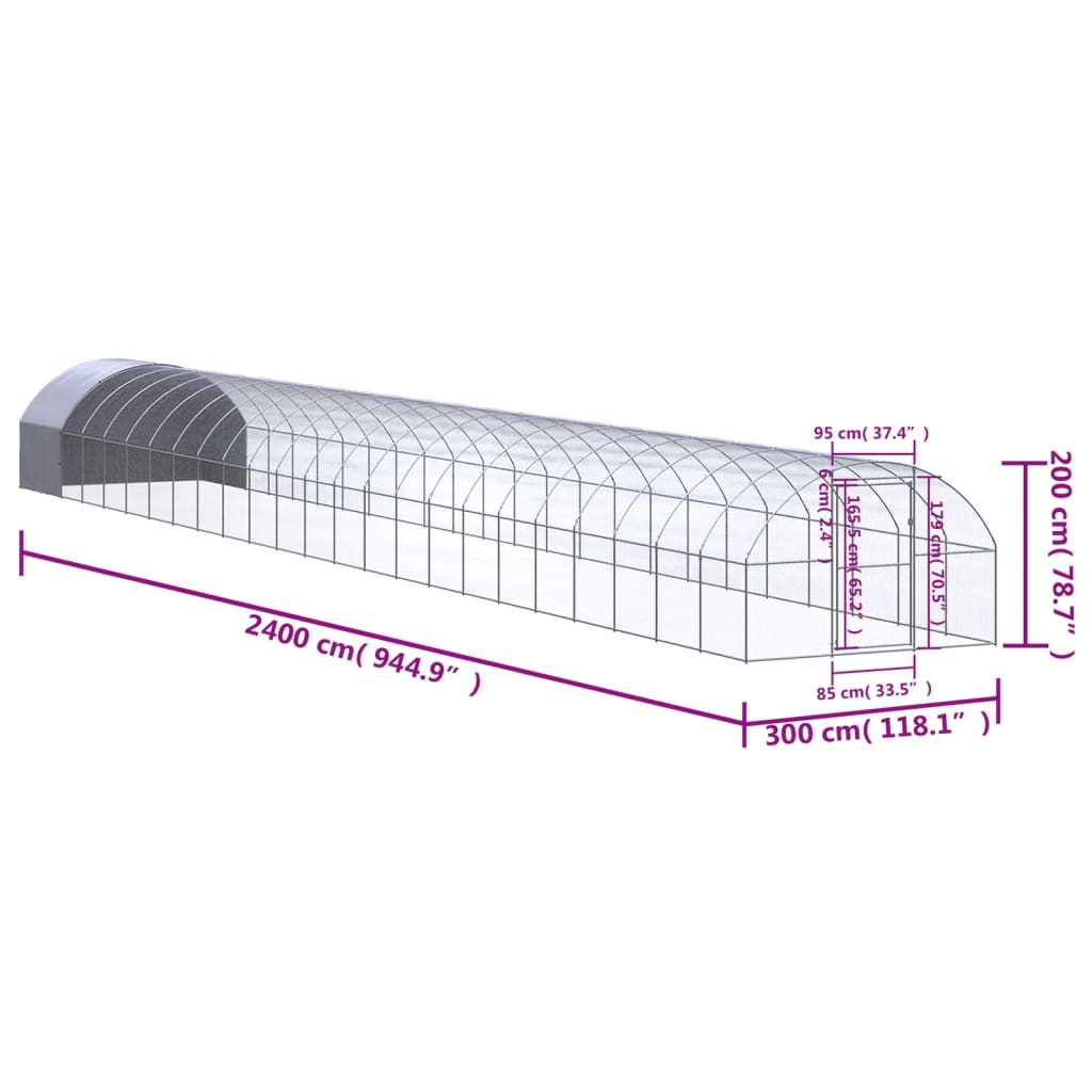 Kippenren 3x2x2 m gegalvaniseerd staal