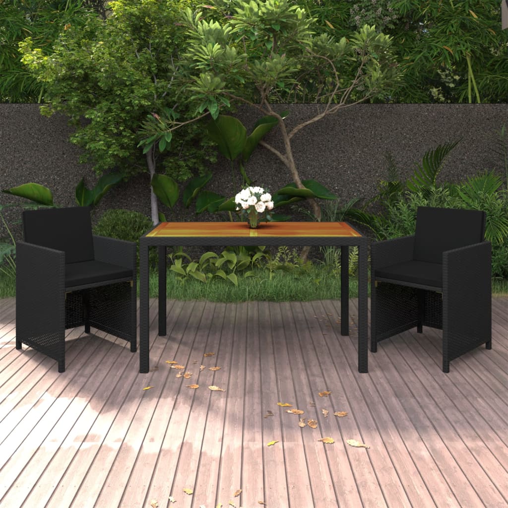 5-delige Tuinset poly rattan acaciahout antraciet