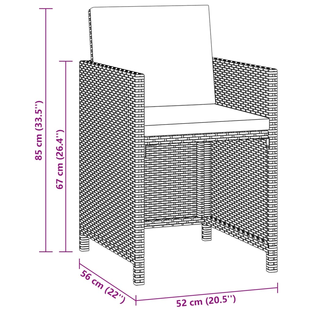 5-delige Tuinset poly rattan acaciahout antraciet