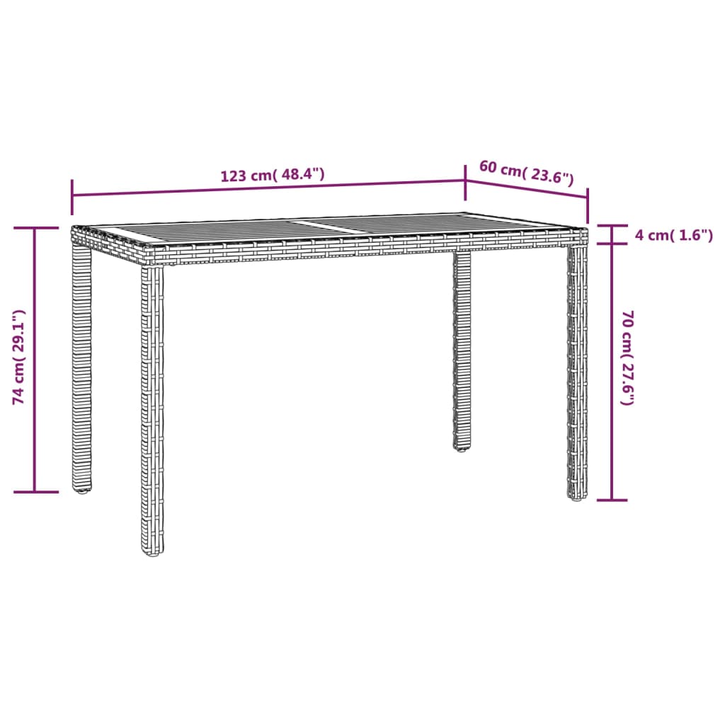 5-delige Tuinset poly rattan acaciahout antraciet