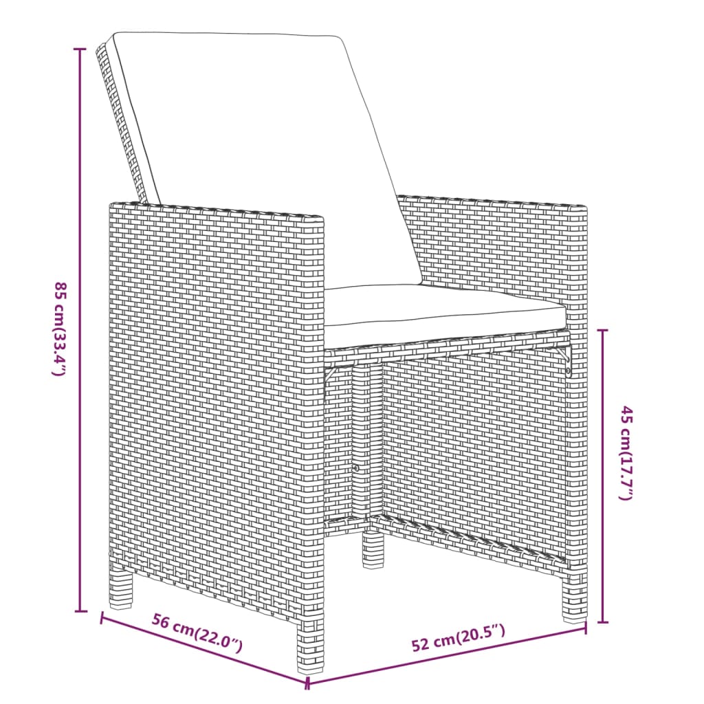 15-delige Tuinset met kussens poly rattan