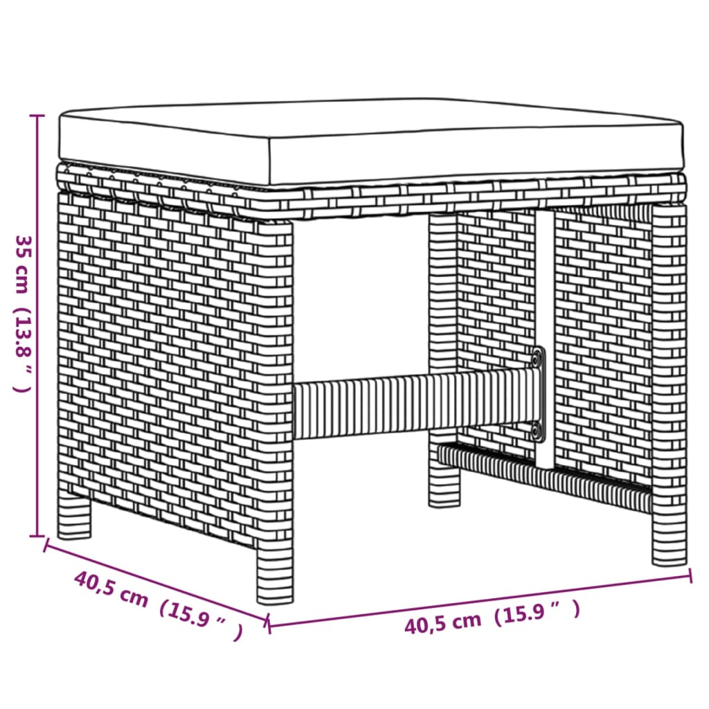 19-delige Tuinset met kussens poly rattan