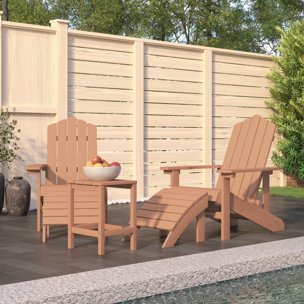 Tuinstoel Adirondack met voetenbank tafel HDPE antracietkleurig