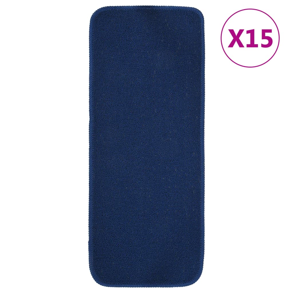 Trapmatten 15 st anti-slip rechthoekig 75x20 cm marineblauw