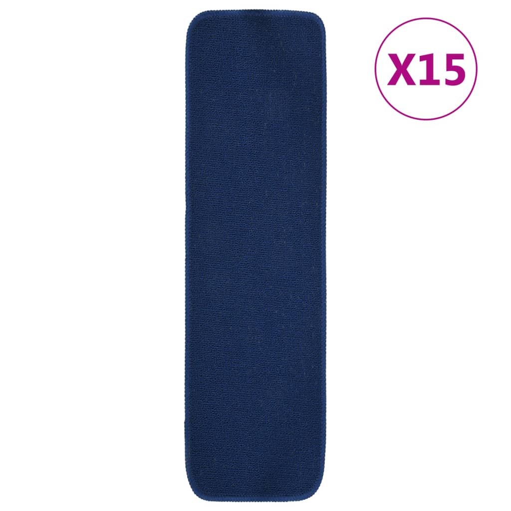 Trapmatten 15 st anti-slip rechthoekig 75x20 cm marineblauw