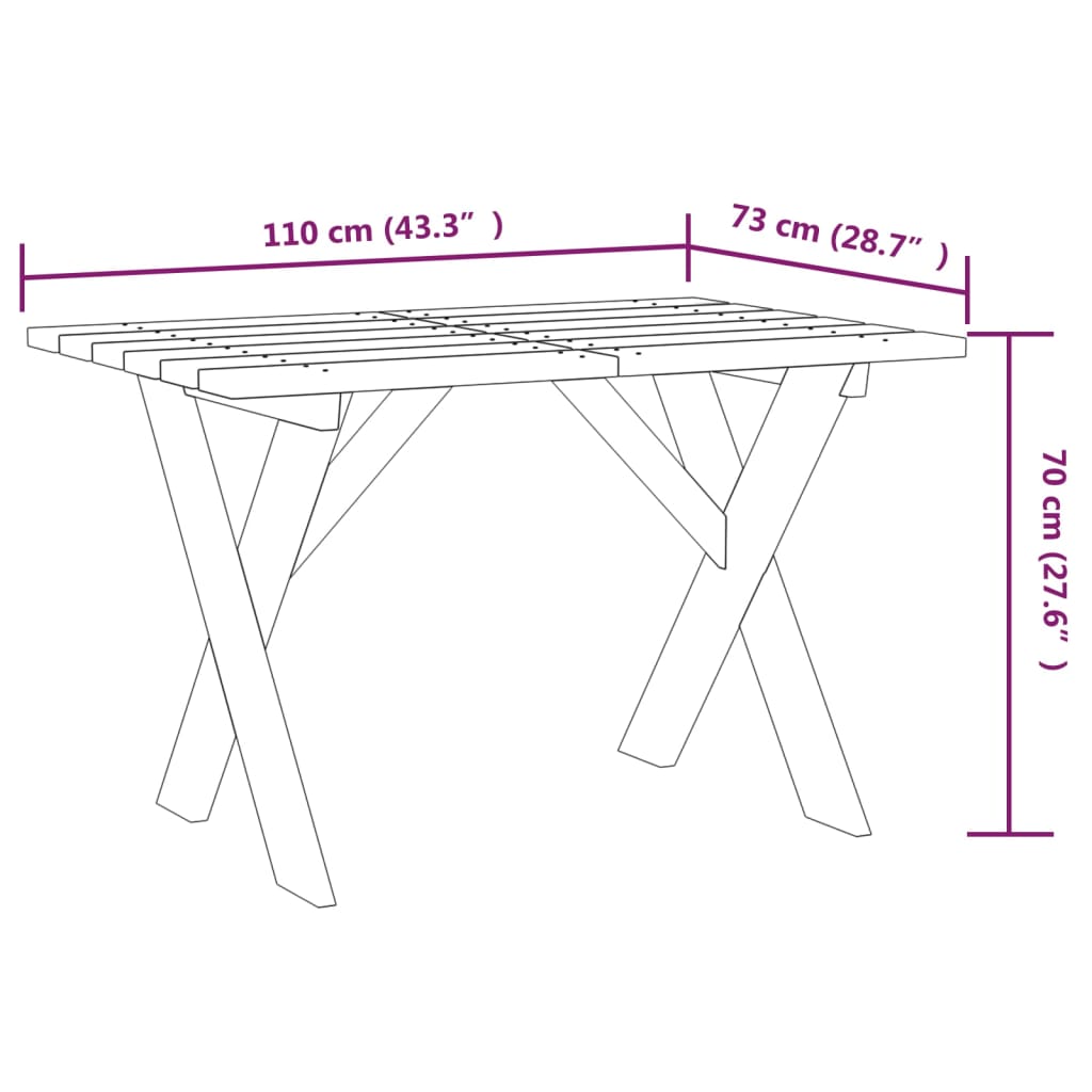 Tuintafel 220x73x70 cm geïmpregneerd grenenhout