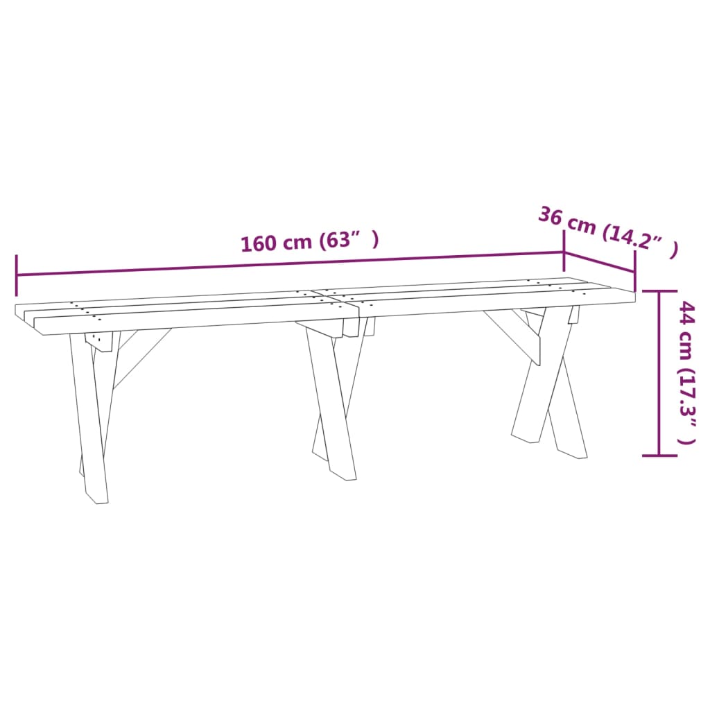 Tuinbank 110 cm geïmpregneerd grenenhout