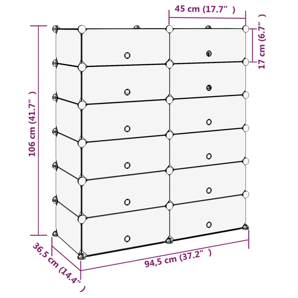 Schoenenrek 94x37x125 cm polypropeen