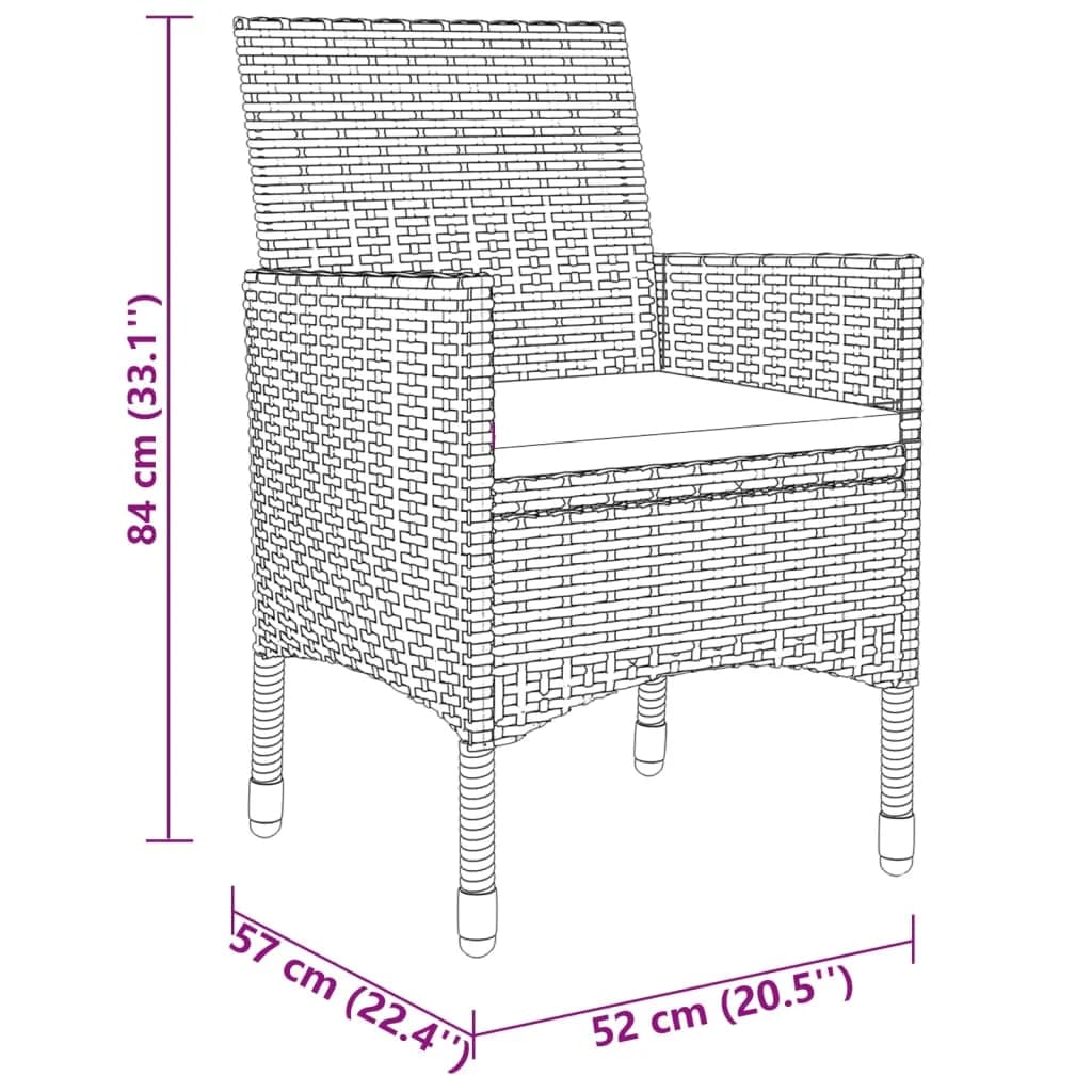 5-delige Bistroset poly rattan gehard glas