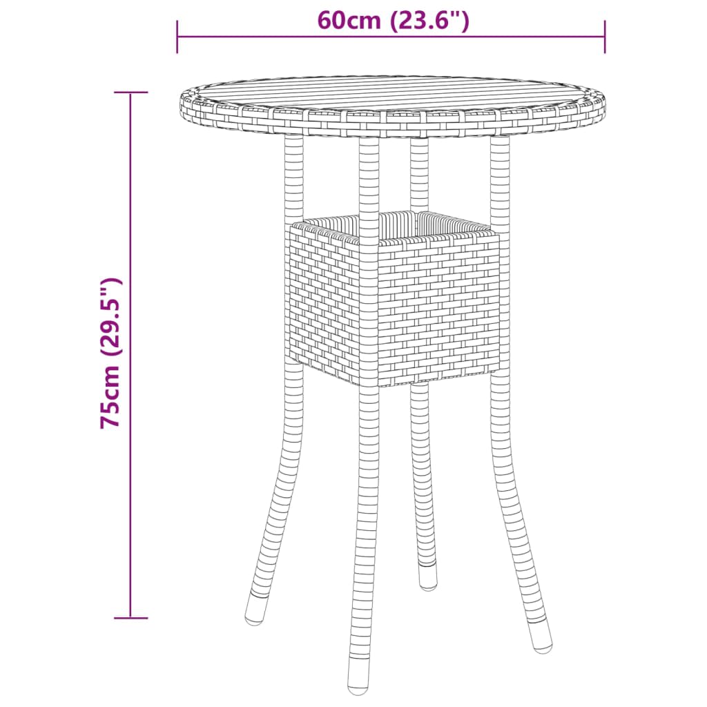 5-delige Bistroset poly rattan en massief hout zwart