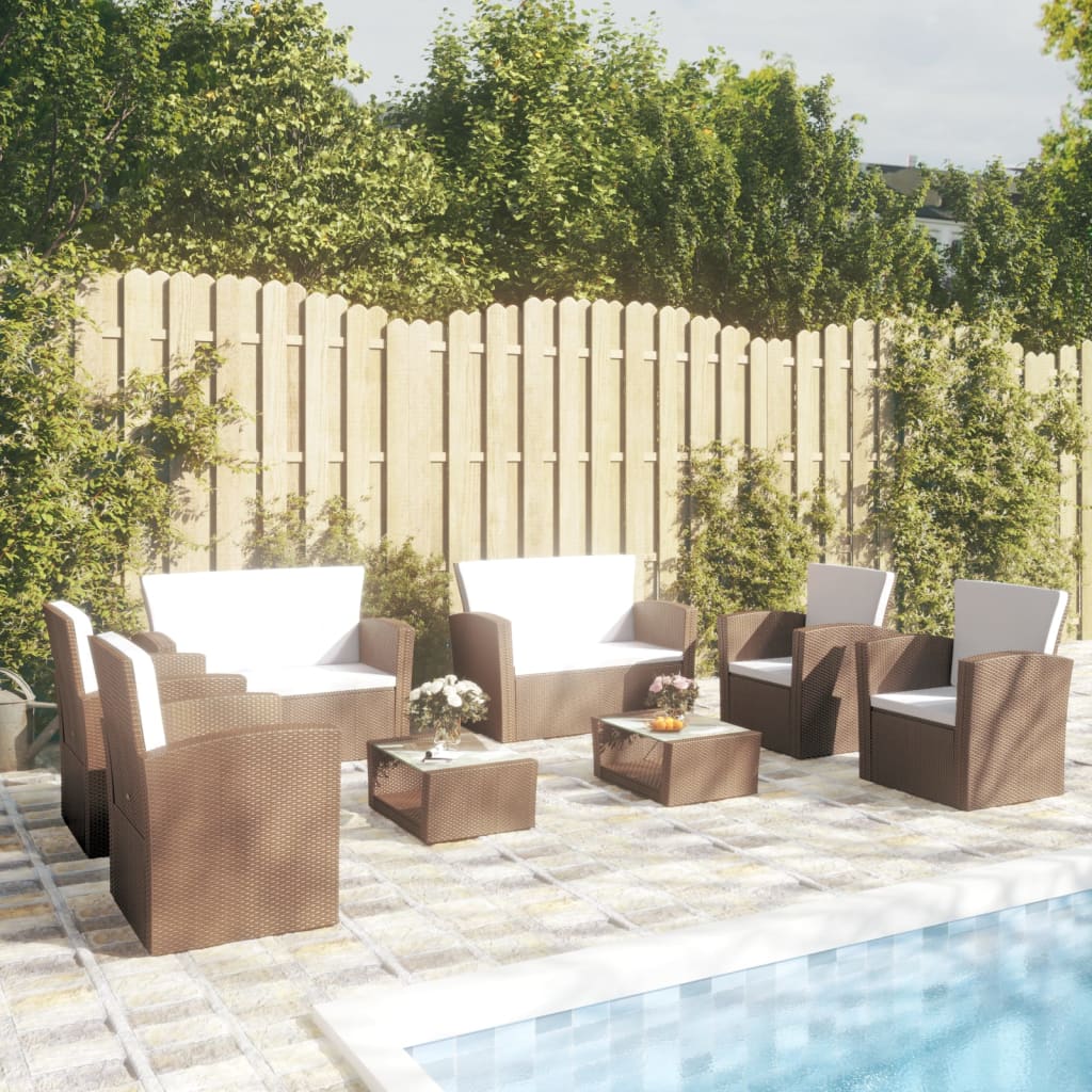 16-delige Loungeset met kussens poly rattan