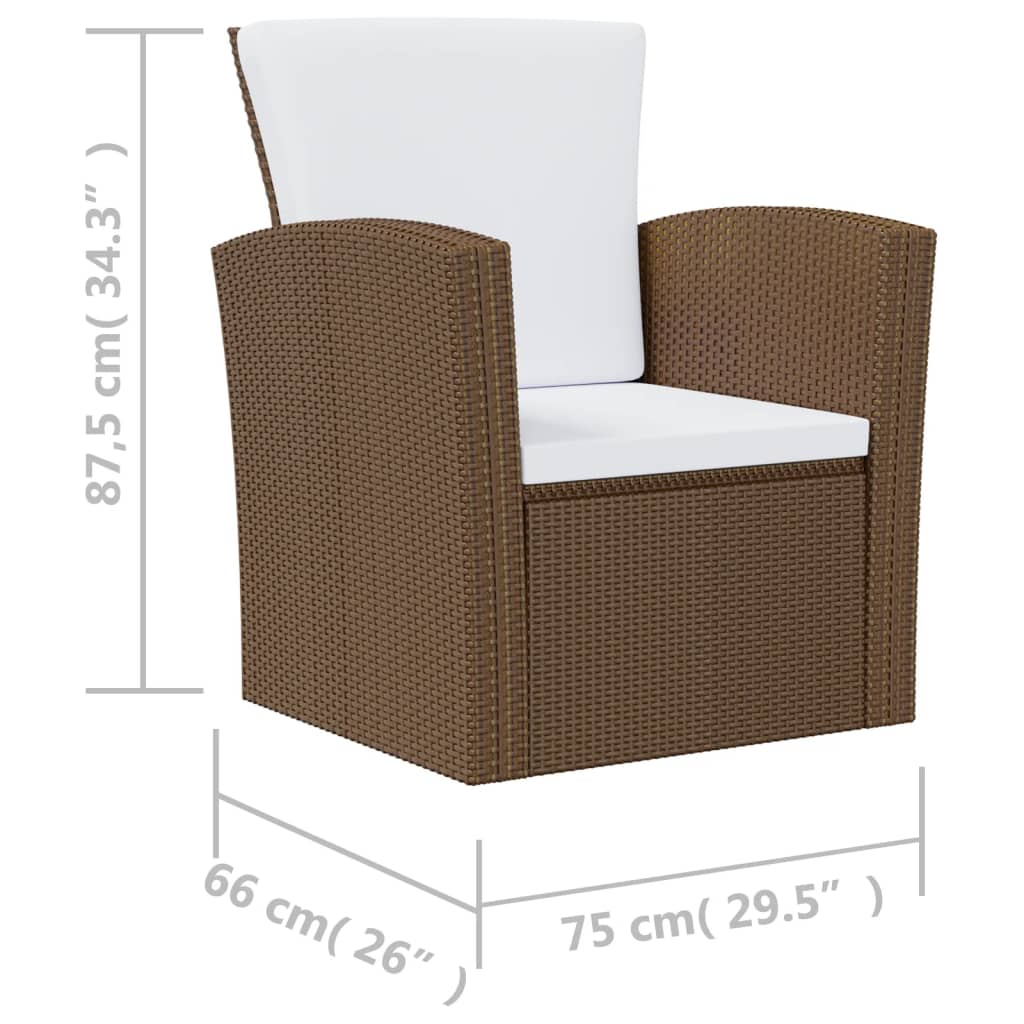 16-delige Loungeset met kussens poly rattan