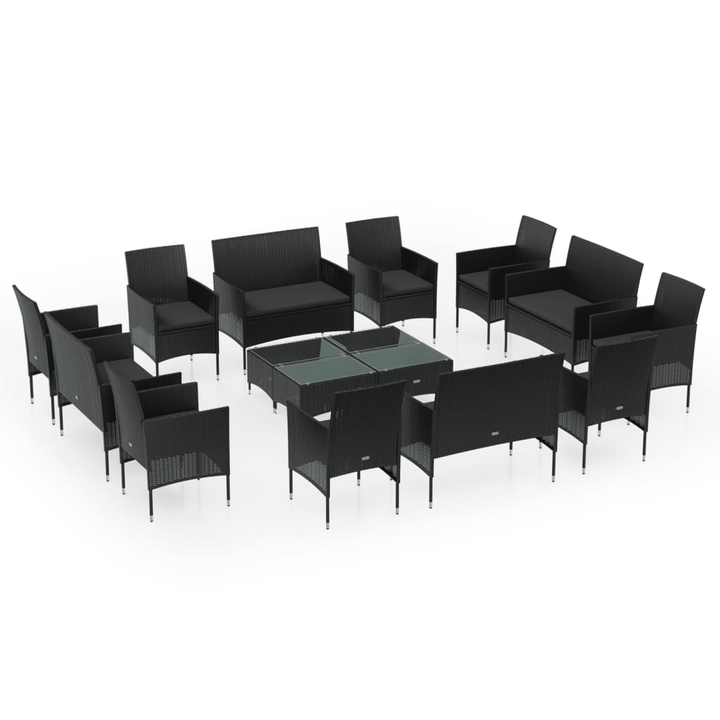 8-delige Loungeset met kussens poly rattan