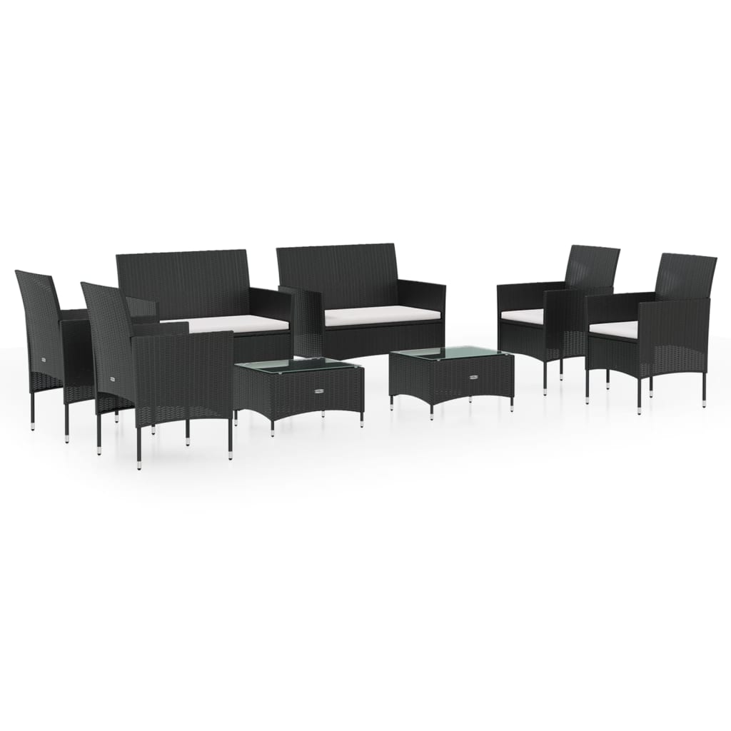 8-delige Loungeset met kussens poly rattan