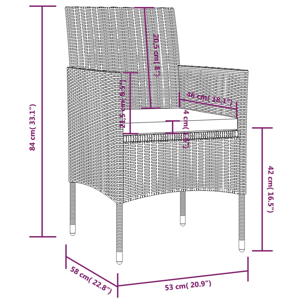 8-delige Loungeset met kussens poly rattan