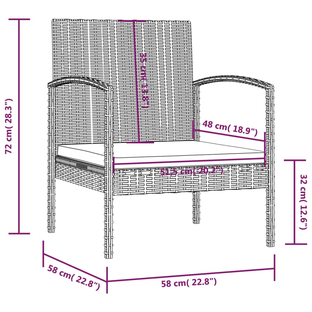 8-delige Loungeset met kussens poly rattan