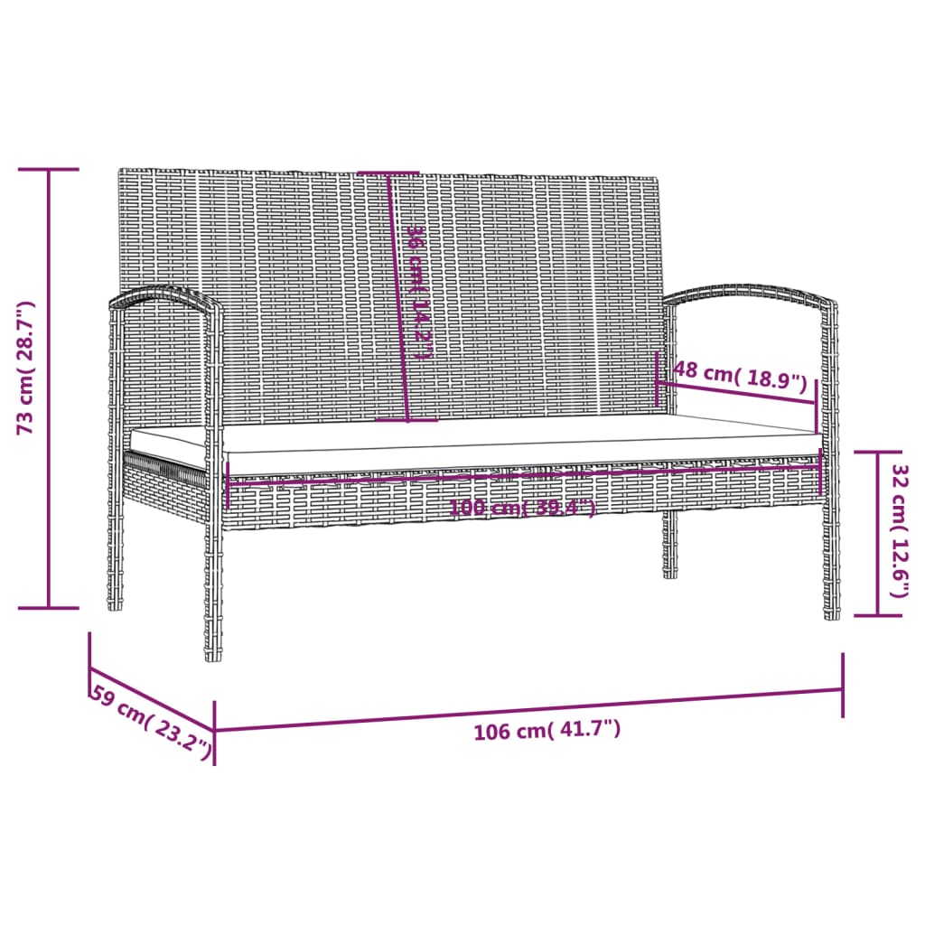 8-delige Loungeset met kussens poly rattan