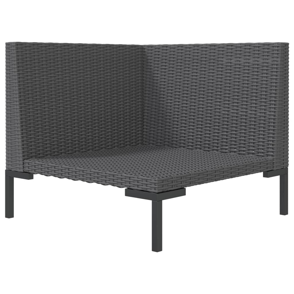 Tuinbanken 3 st met kussens halfrond poly rattan