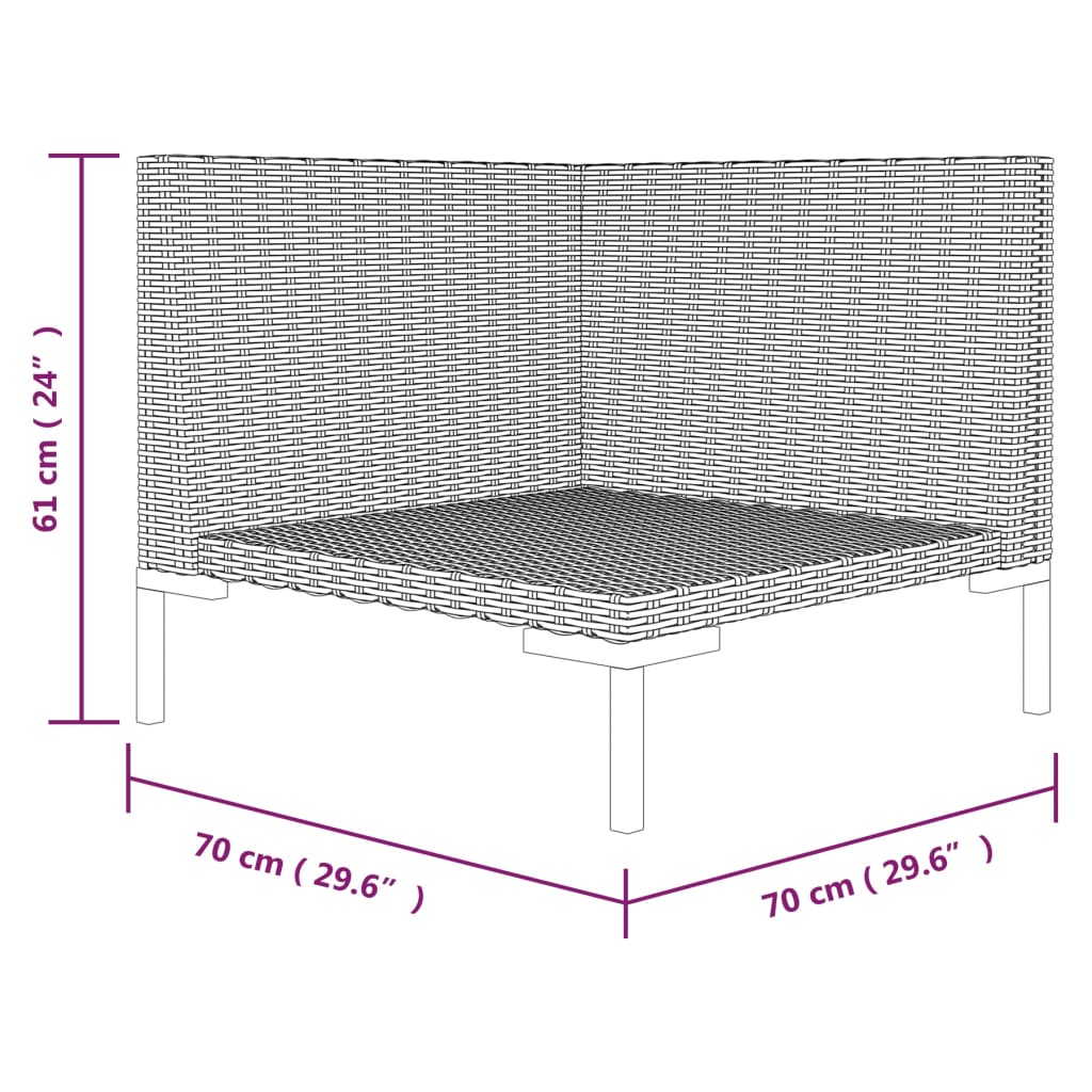 Tuinbanken 3 st met kussens halfrond poly rattan